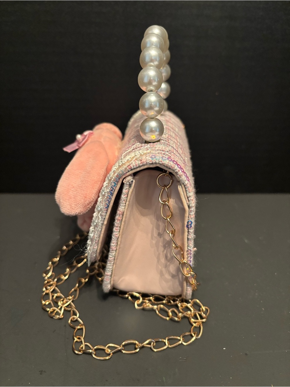 Sanrio My Melody Pink Tweed w/Sequins & Faux Pearls Child’s Purse - Picture 5 of 11